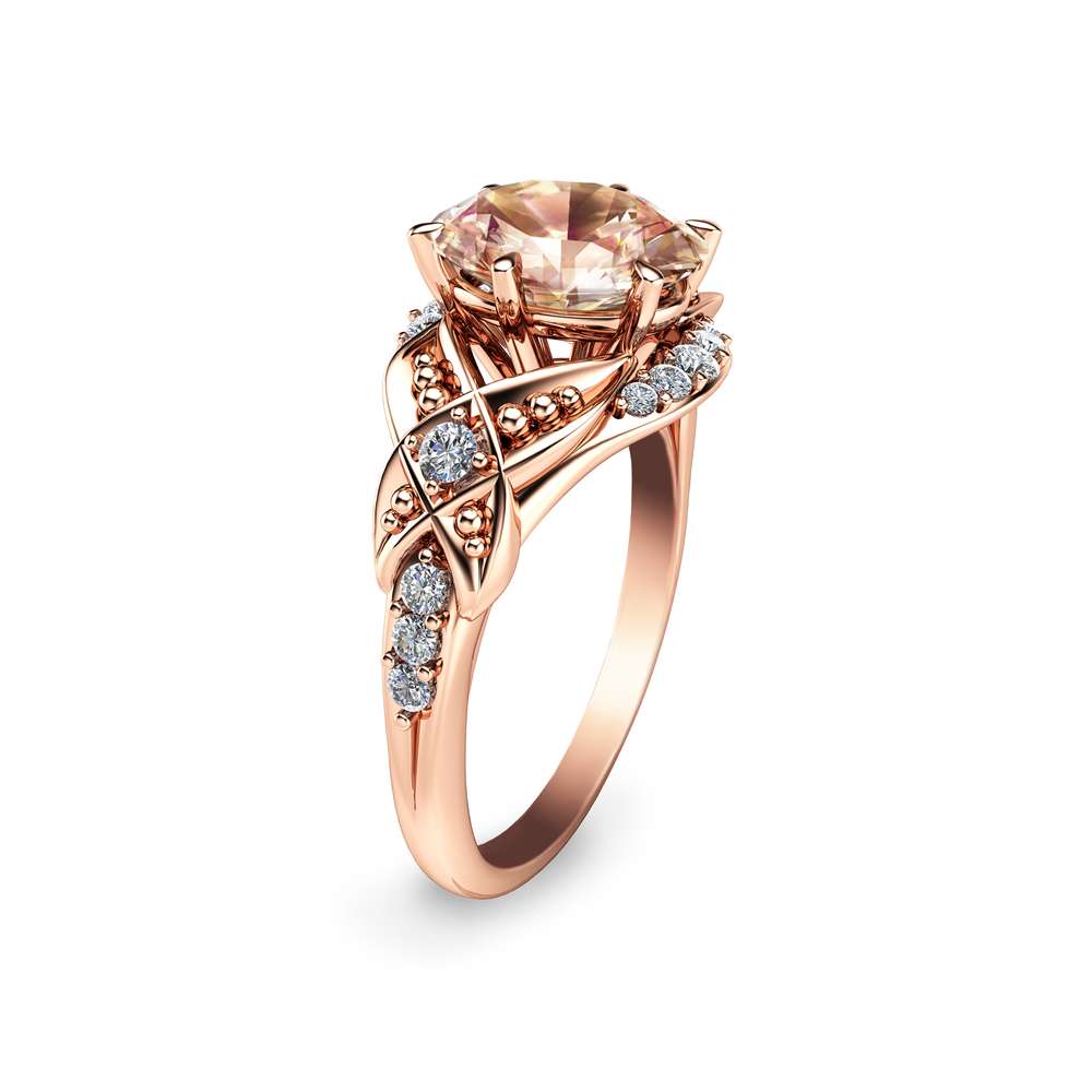 14k Rose Gold Engagement Ring Oval Morganite Ring Oval Cut