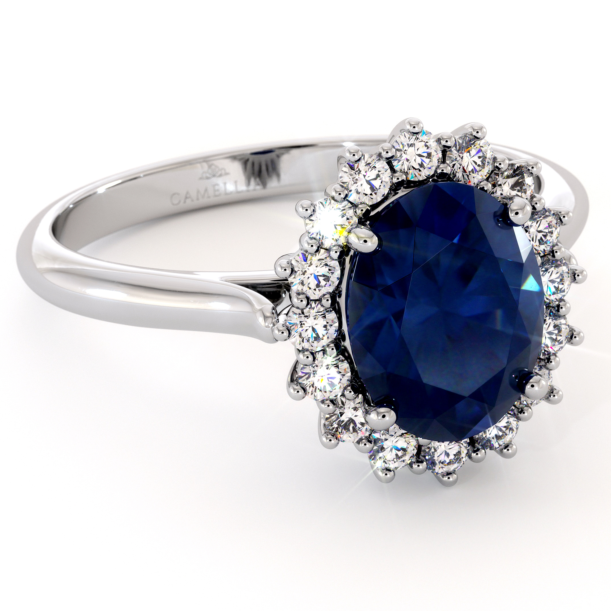 Diana Ring-14K White Gold Blue Sapphire Engagement Ring ...