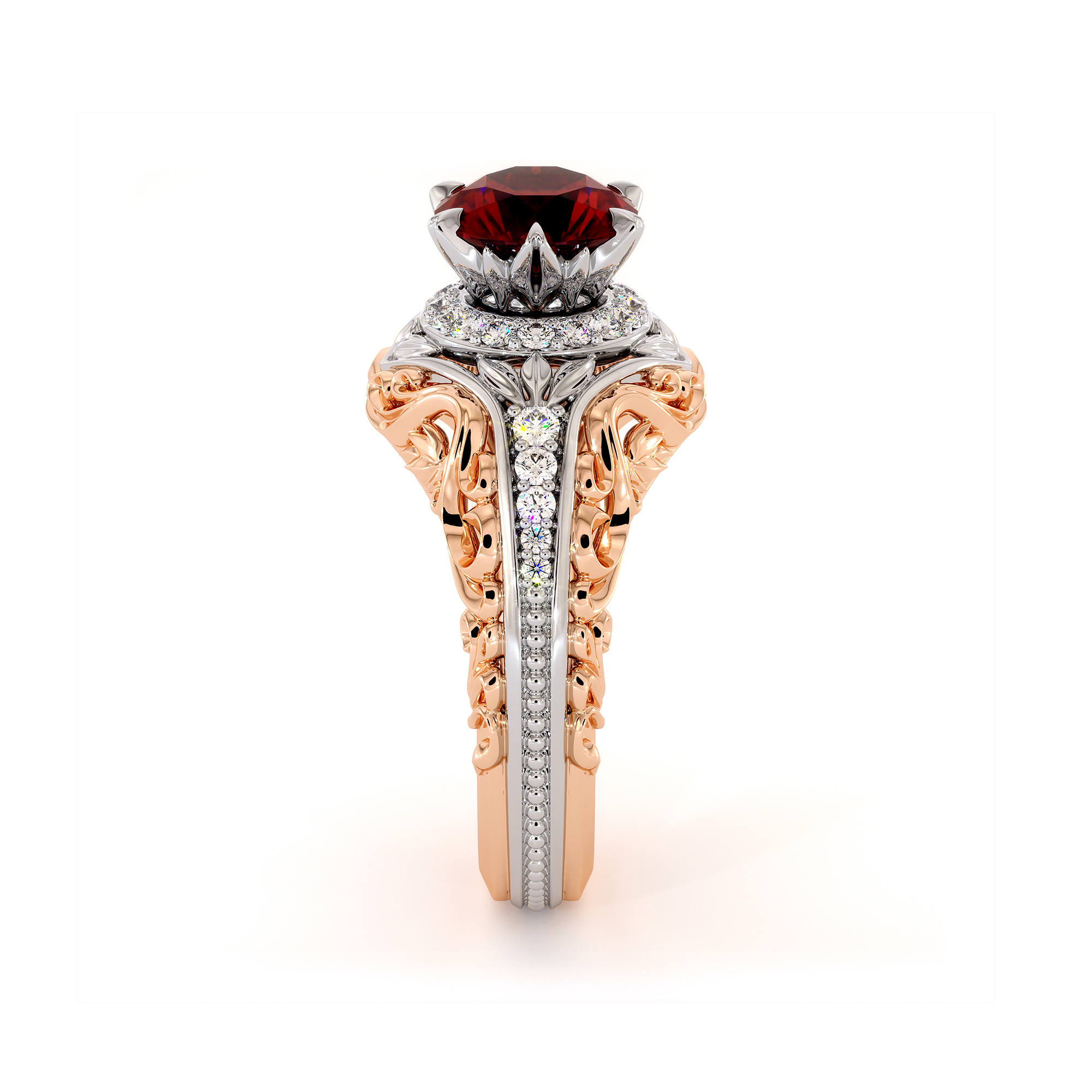 Noble Ruby Unique Engagement Ring
