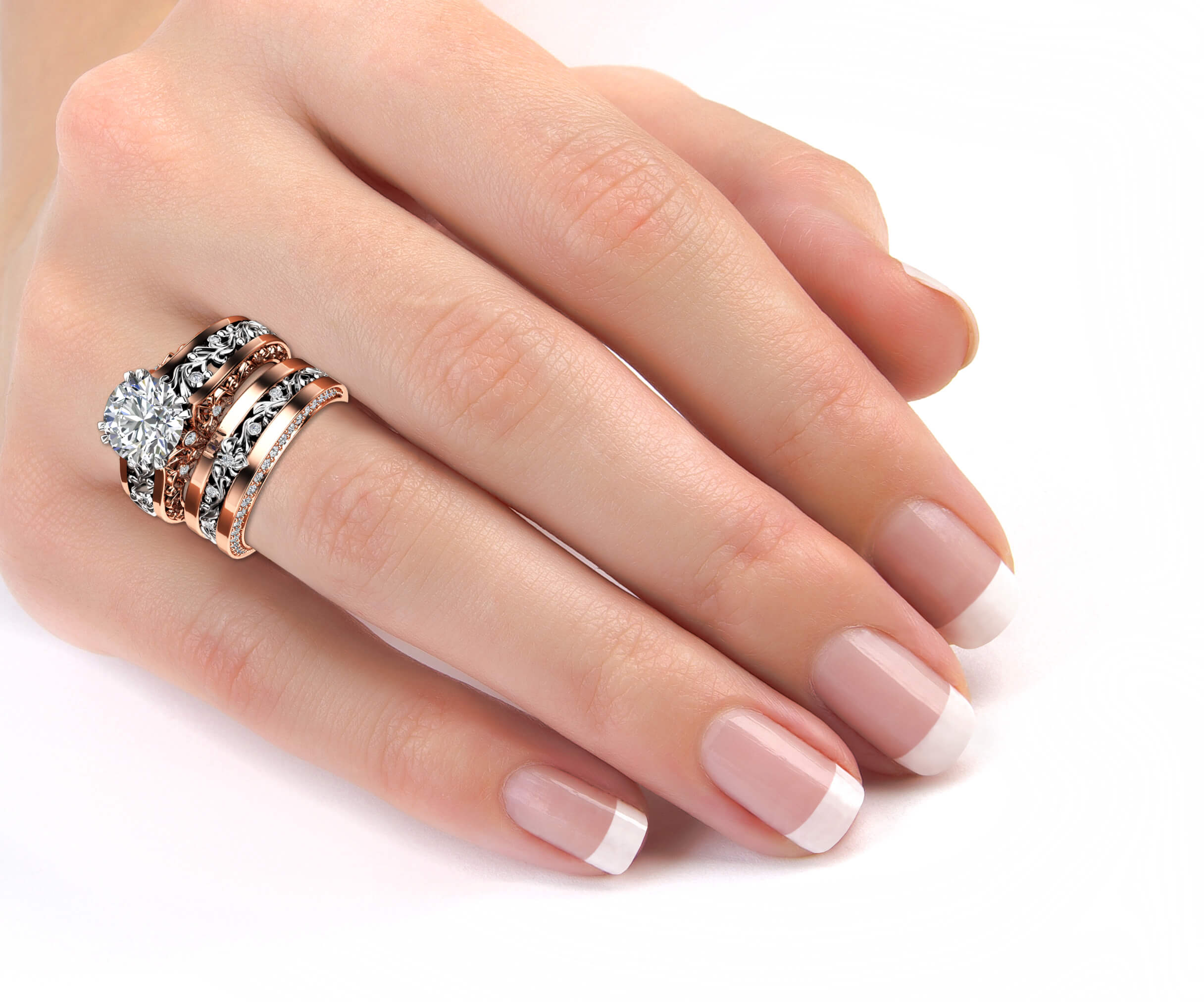 AN-0102Y rose &white set hand