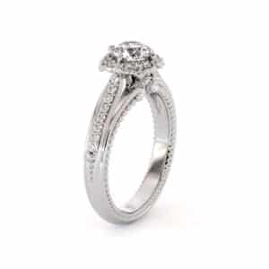 Halo Petal Natural Diamonds Engagement Ring