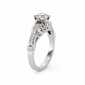 Vintage Scrollwork Diamond Ring With Lab-Grown Center Stone