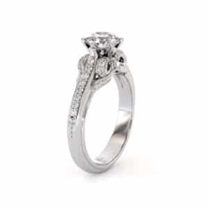 Intricate Ribbon Diamond Ring With Lab-Grown Center Sparkle