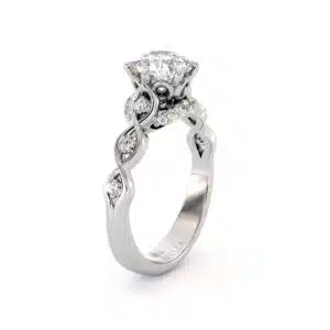 Twist Moissanite Engagement Ring with Infinity Inspired Details