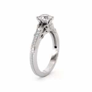 Whimsical Floral Diamond Ring With Intricate Vine Accents