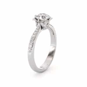 Sculpted Tulip Diamond Ring With Lab Stone And Pavé Accents