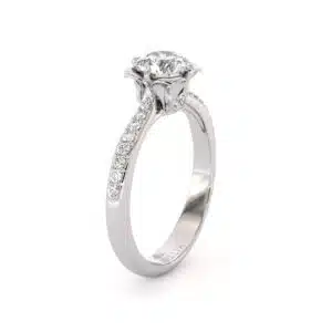 Sculpted Tulip Diamond Ring With Lab Stone And Pavé Accents