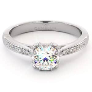 Classic Pavé Side Stones Ring With Sculpted Crown Setting Only