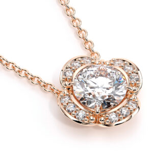 Diamond Bloom Flower Necklace with Lab Diamond and Halo Petal Details