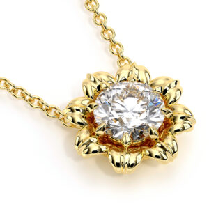 Petal Crown Diamond Necklace with Lab Diamond and Sculpted Bloom Setting