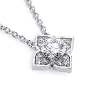 Four-Petal Flower Necklace With Lab Diamond Center