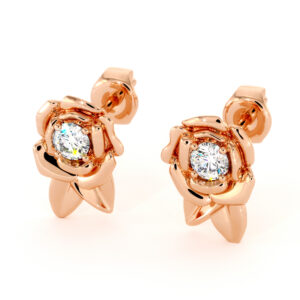 Floral Petal Lab Diamond Earrings Elegant Bloom Design