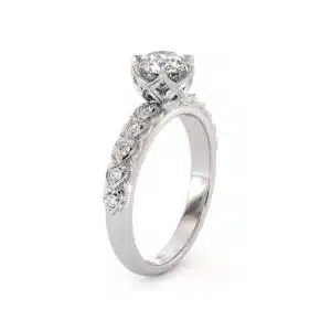 Heart Accent Diamond Ring with Lab Diamond and Elegant Pavé Details