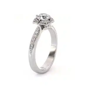 Petal Crown Halo Lab Diamond Engagement Ring With Side Stones