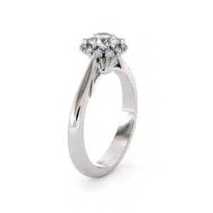 Unique Halo Round Natural Diamond Engagement Ring in 14K Yellow Gold