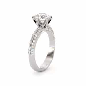 Brilliant Pavé Solitaire Ring With Graduated Side Diamonds