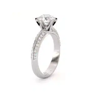 Timeless Anniversary Diamond Ring With Lab Diamond and Pave Band