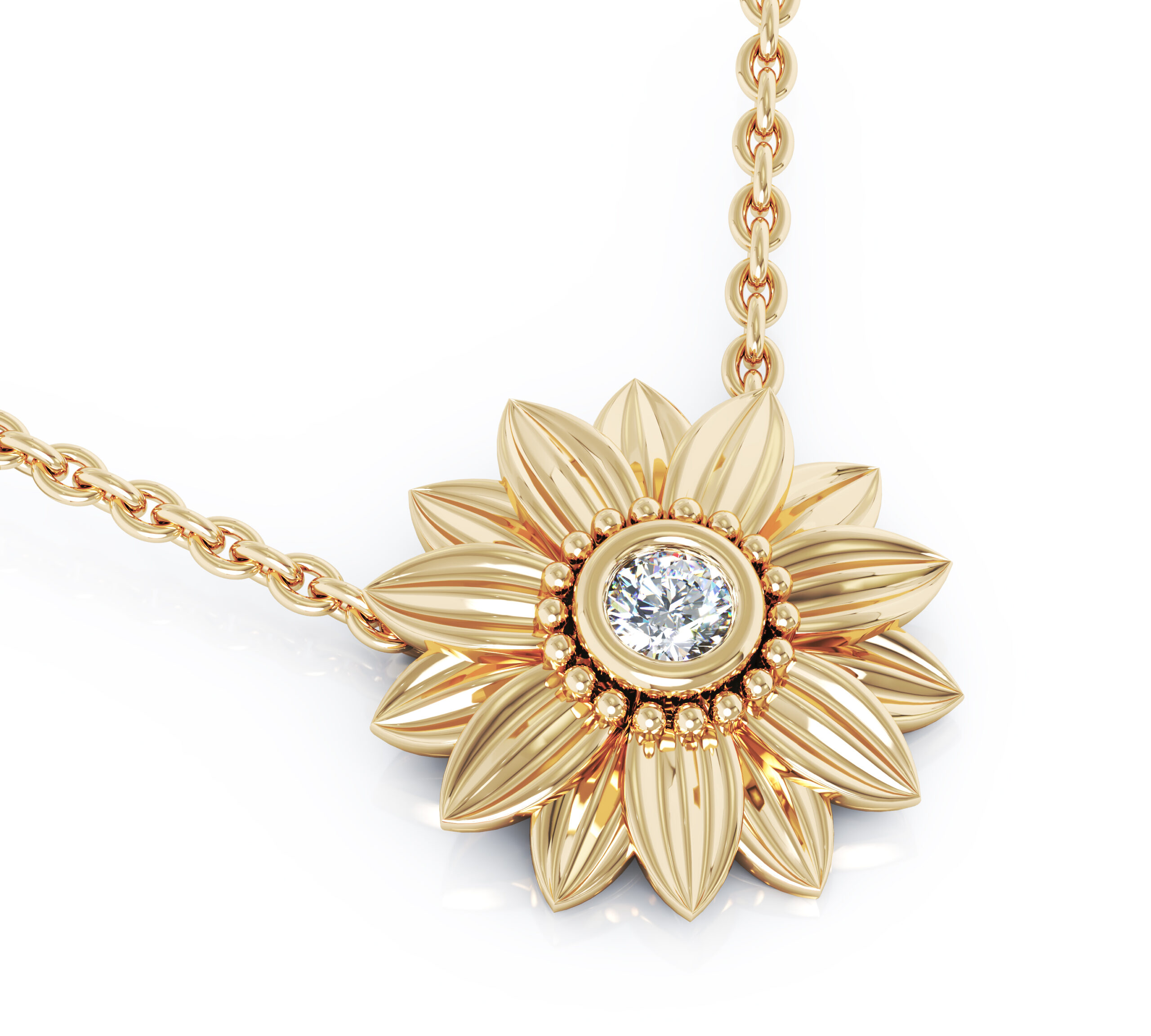 CD-0175A Yellow Gold Sunflower Pendant (4)