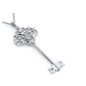 Regal Victorian-Inspired Elegant Key Diamond Necklace