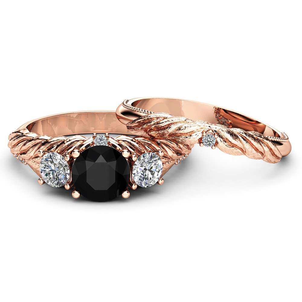black diamond engagement ring set
