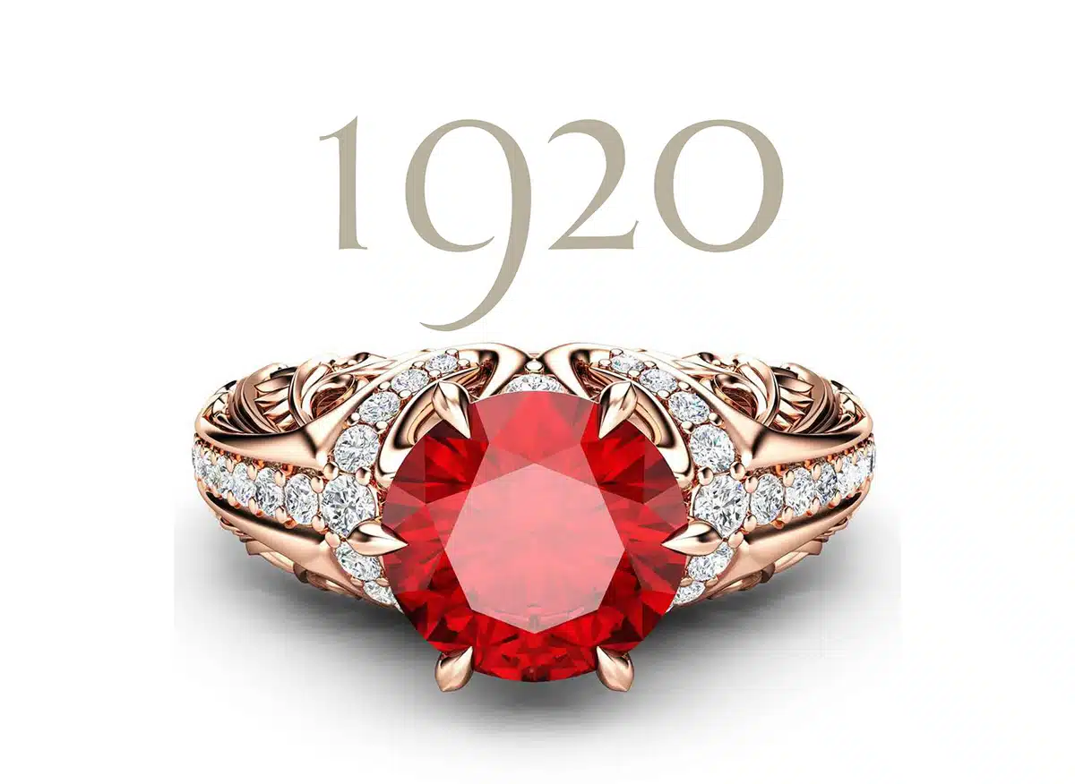 art deco ruby vintage engagement ring camellia jewelry