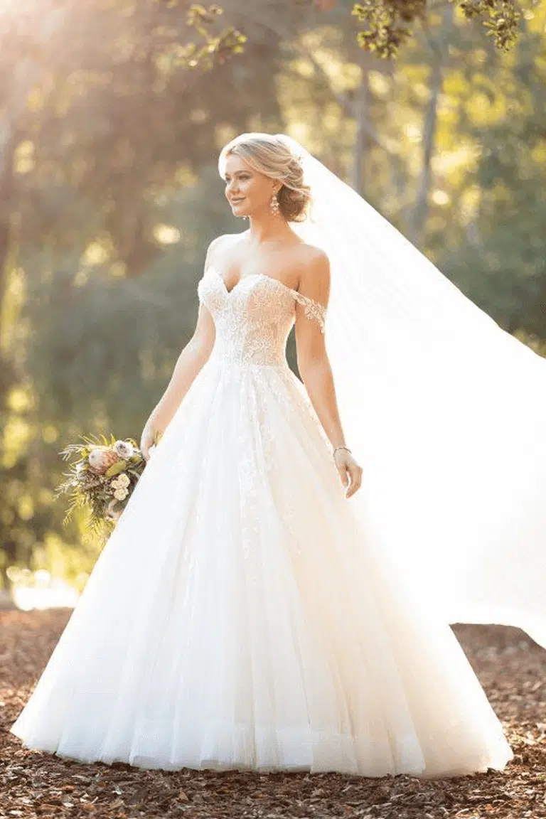 off the shoulders wedding dress