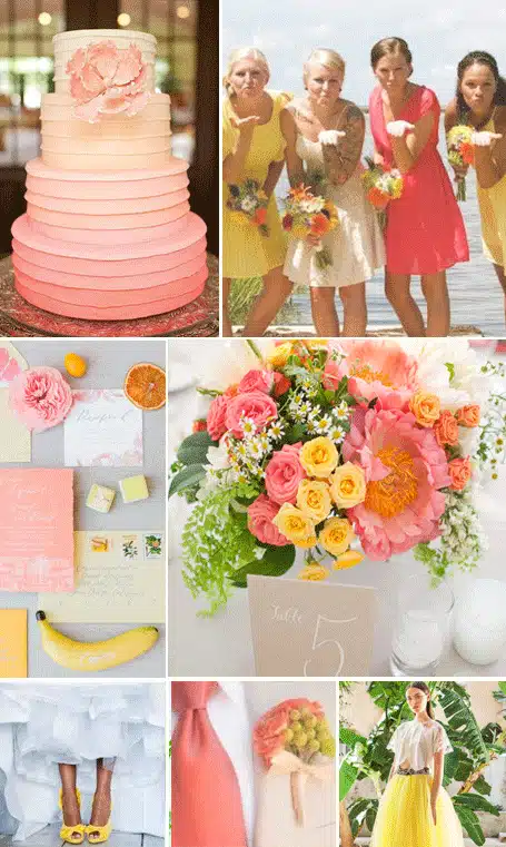coral and yellow wedding palette