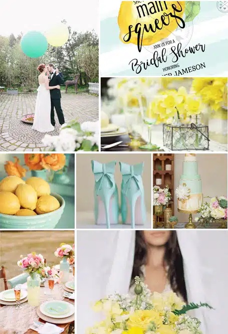 yellow and mint palette wedding