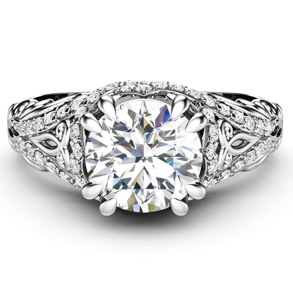 Moissanite Engagement Ring  Moissanite wedding ring 14K White Gold Band