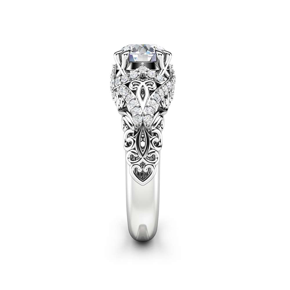 Moissanite Engagement Ring  Moissanite wedding ring 14K White Gold Band