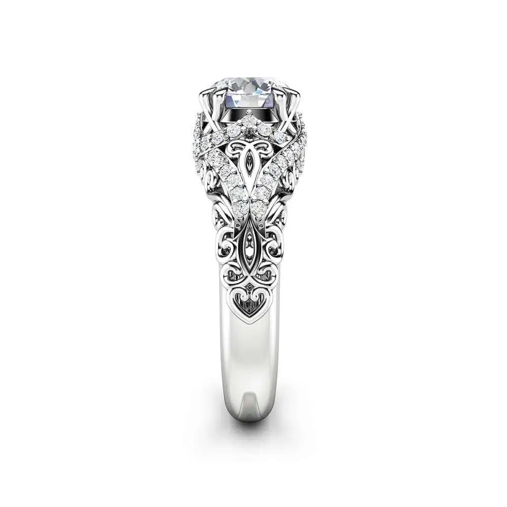 Moissanite Engagement Ring  Moissanite wedding ring 14K White Gold Band
