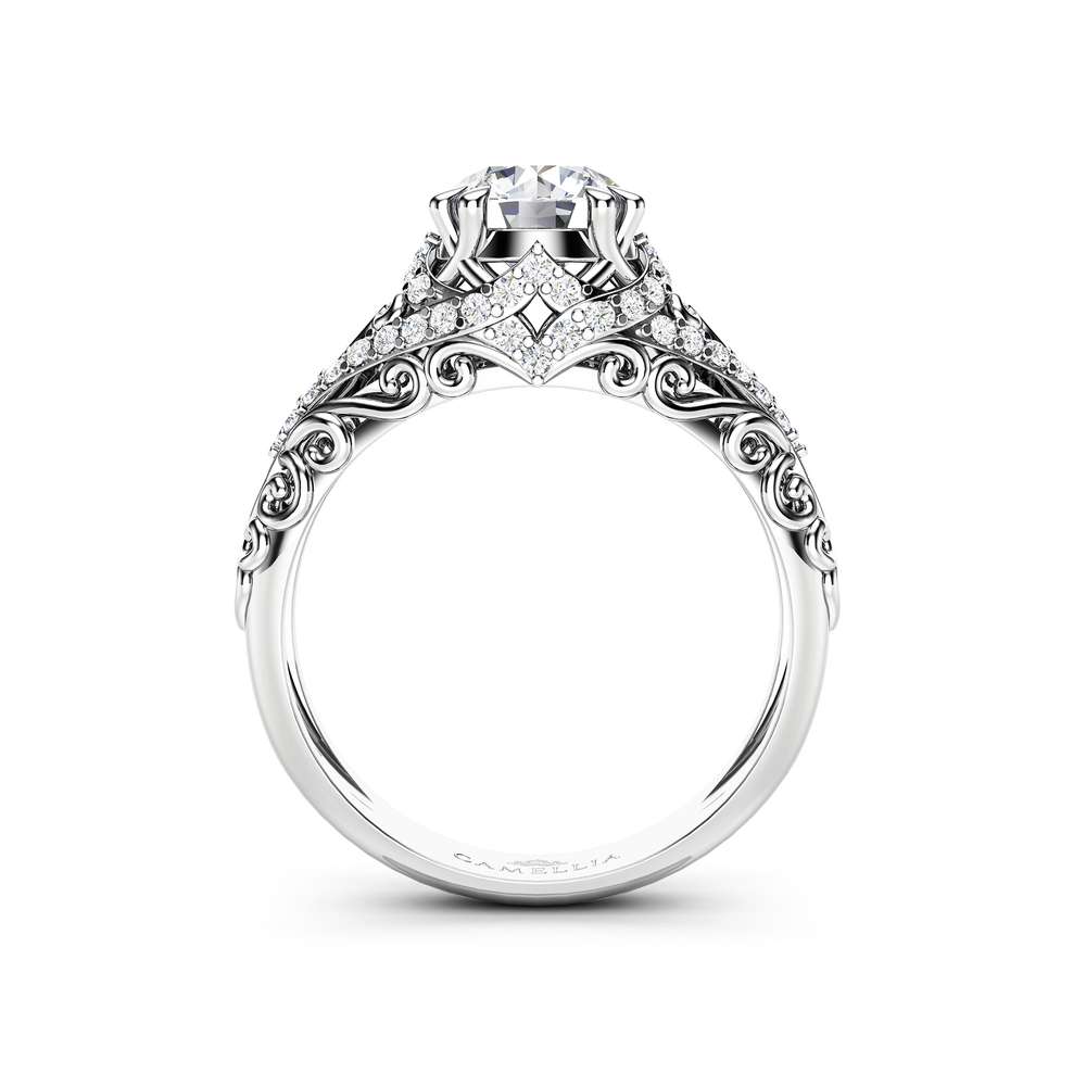 Moissanite Engagement Ring  Moissanite wedding ring 14K White Gold Band