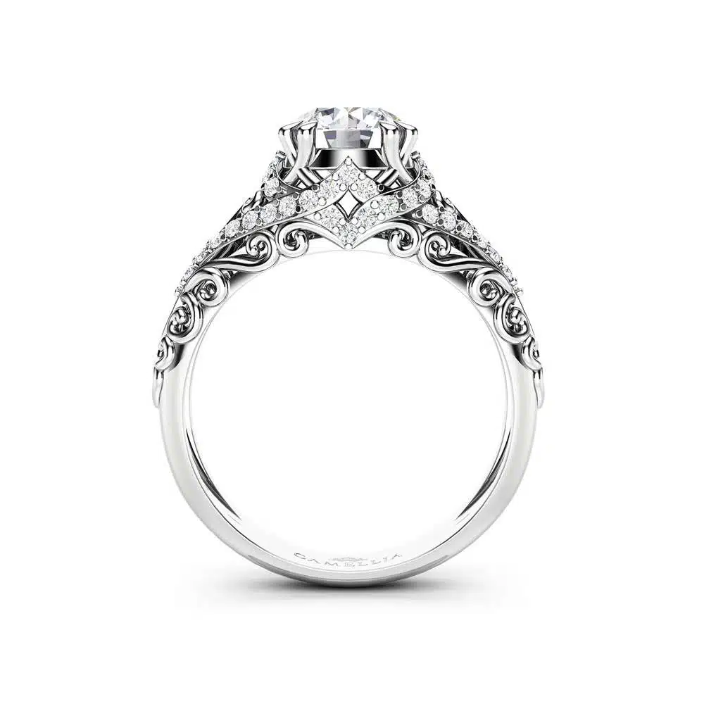 Moissanite Engagement Ring  Moissanite wedding ring 14K White Gold Band