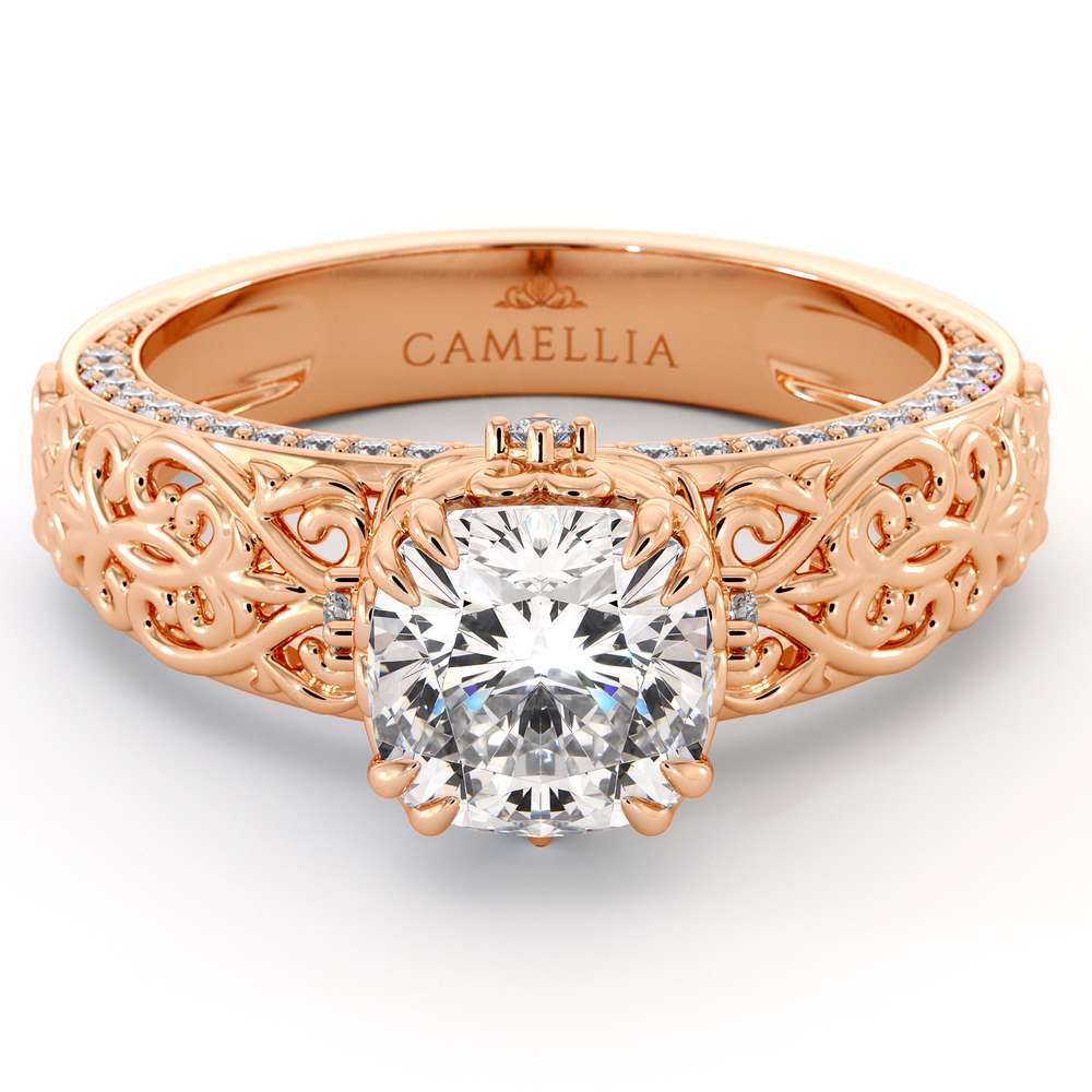 Cushion Moissanite Ring Rose Gold Engagement Ring Moissanite Engagement Ring