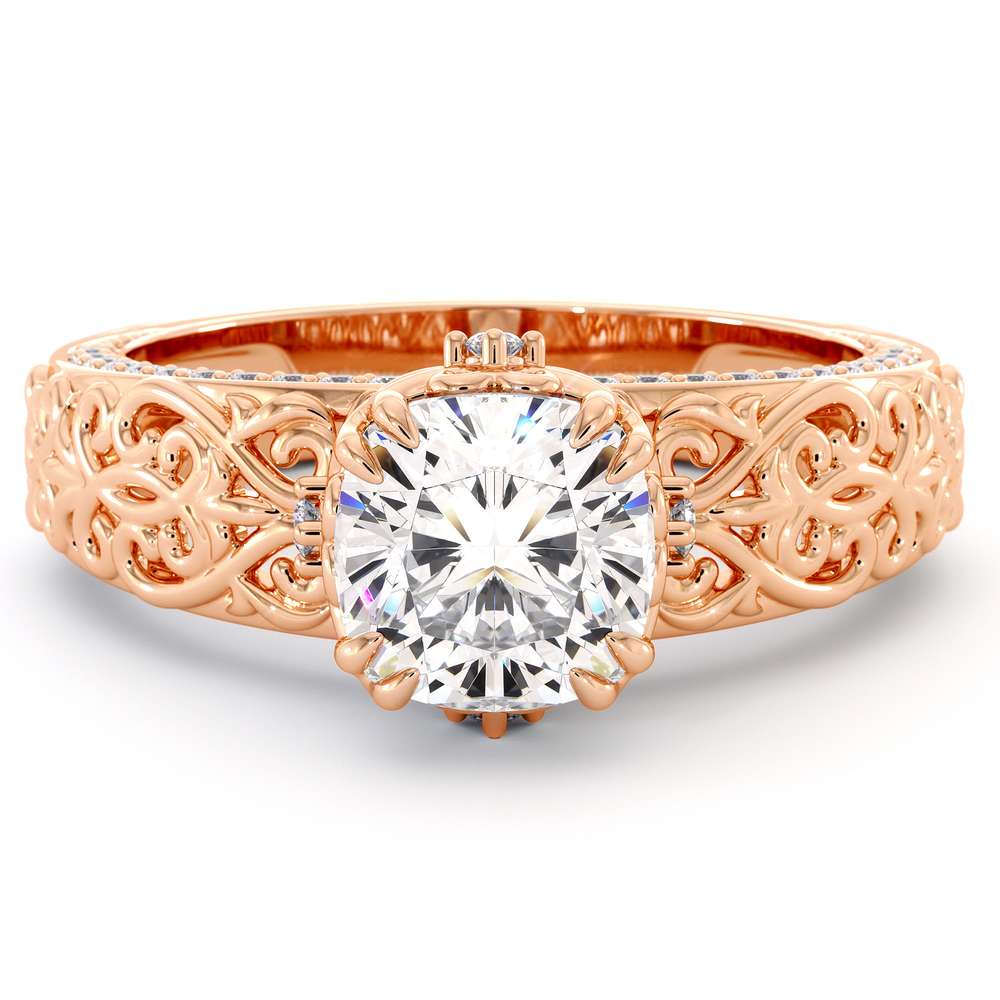 Cushion Moissanite Ring Rose Gold Engagement Ring Moissanite Engagement Ring