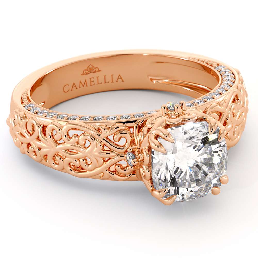 Cushion Moissanite Ring Rose Gold Engagement Ring Moissanite Engagement Ring