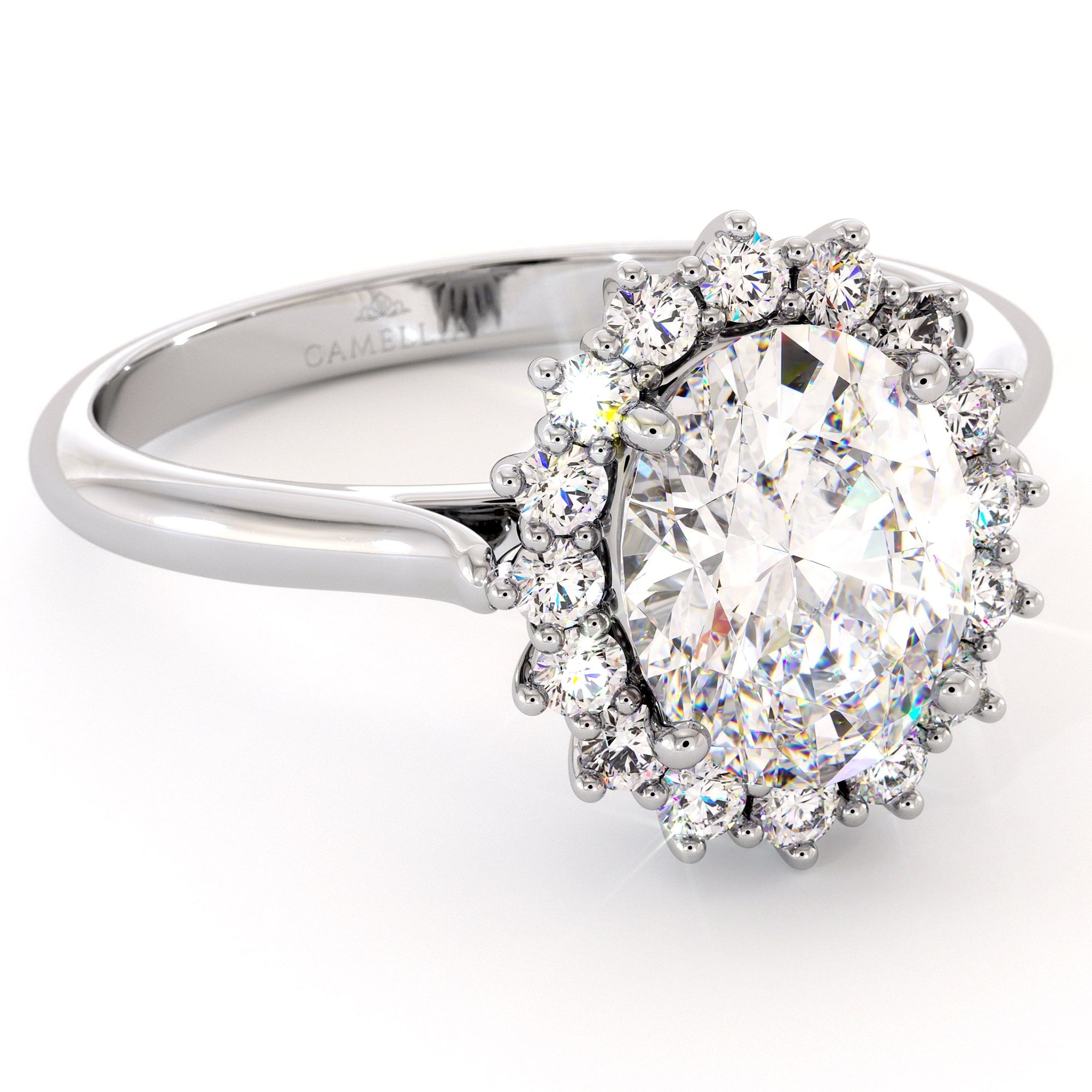 Diana Engagement Ring Diamond Alternative Princess Diana Ring Solid White Gold Fine Jewelry