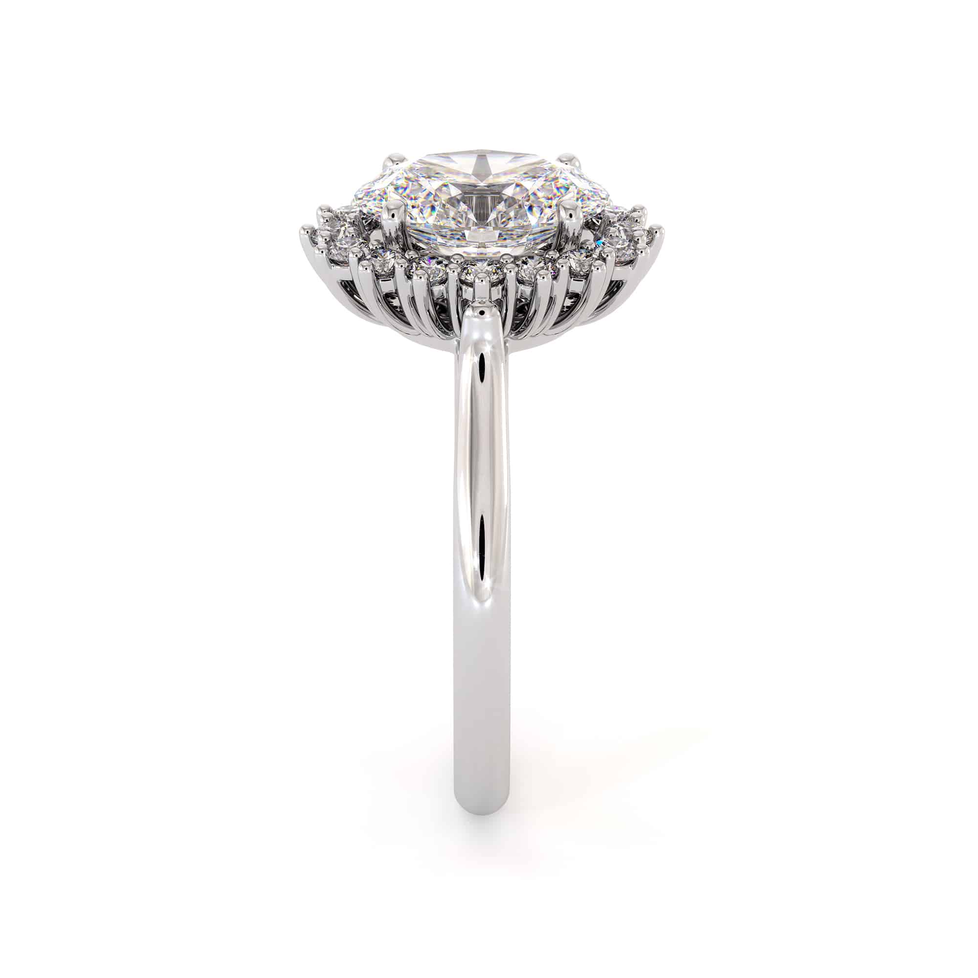 Diana Engagement Ring Diamond Alternative Princess Diana Ring Solid White Gold Fine Jewelry
