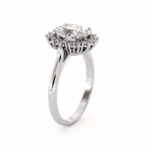 Diana Engagement Ring Diamond Alternative Princess Diana Ring Solid White Gold Fine Jewelry