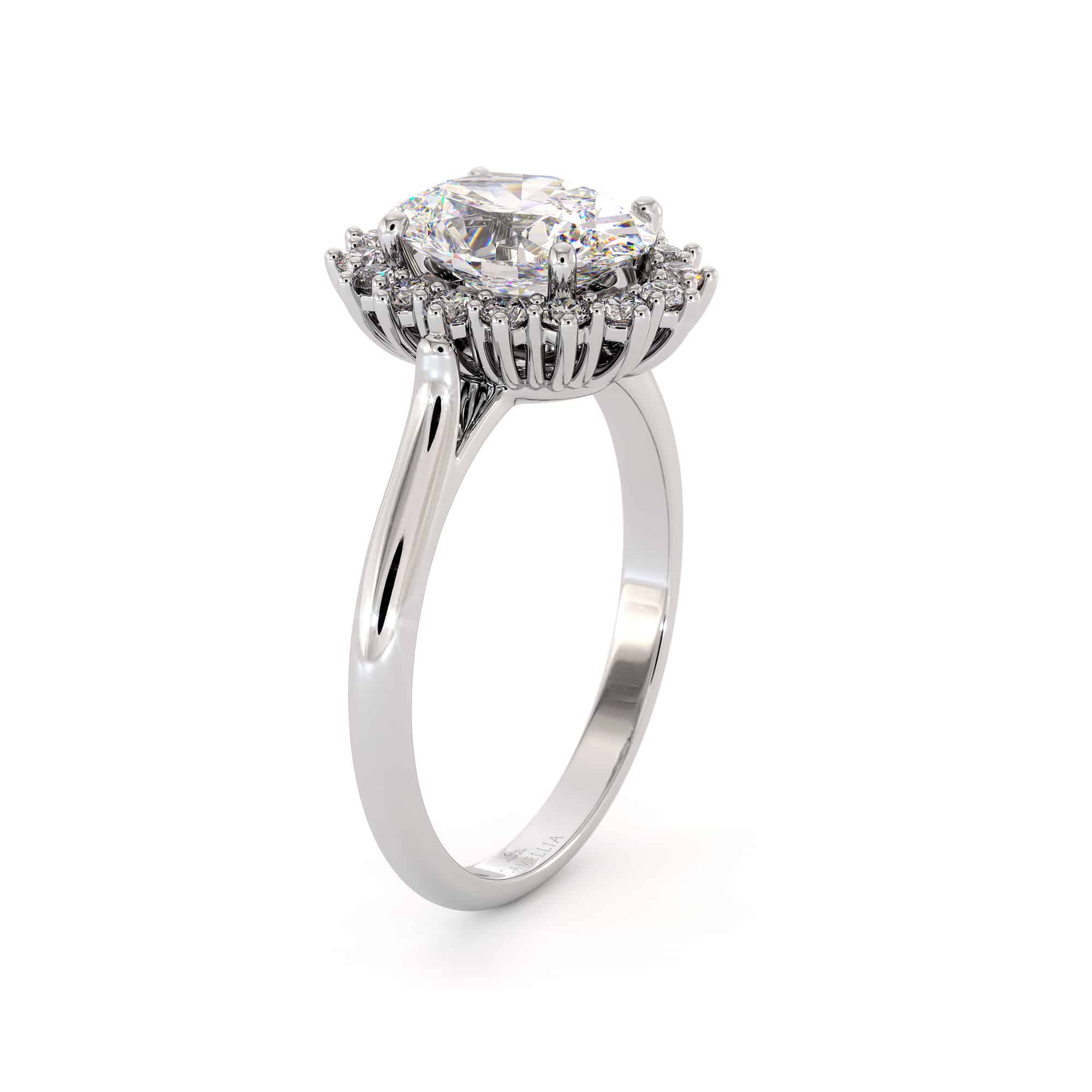 Diana Engagement Ring Diamond Alternative Princess Diana Ring Solid White Gold Fine Jewelry