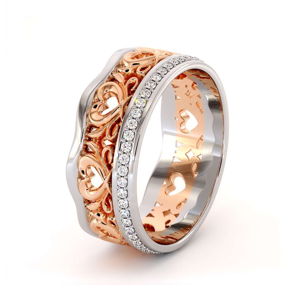 Unique Wedding Band 14K Two Tone Gold Ring Unique Heart Wedding Ring 1 Unique Wedding Band 14K Two Tone Gold Ring Unique Heart Wedding Ring