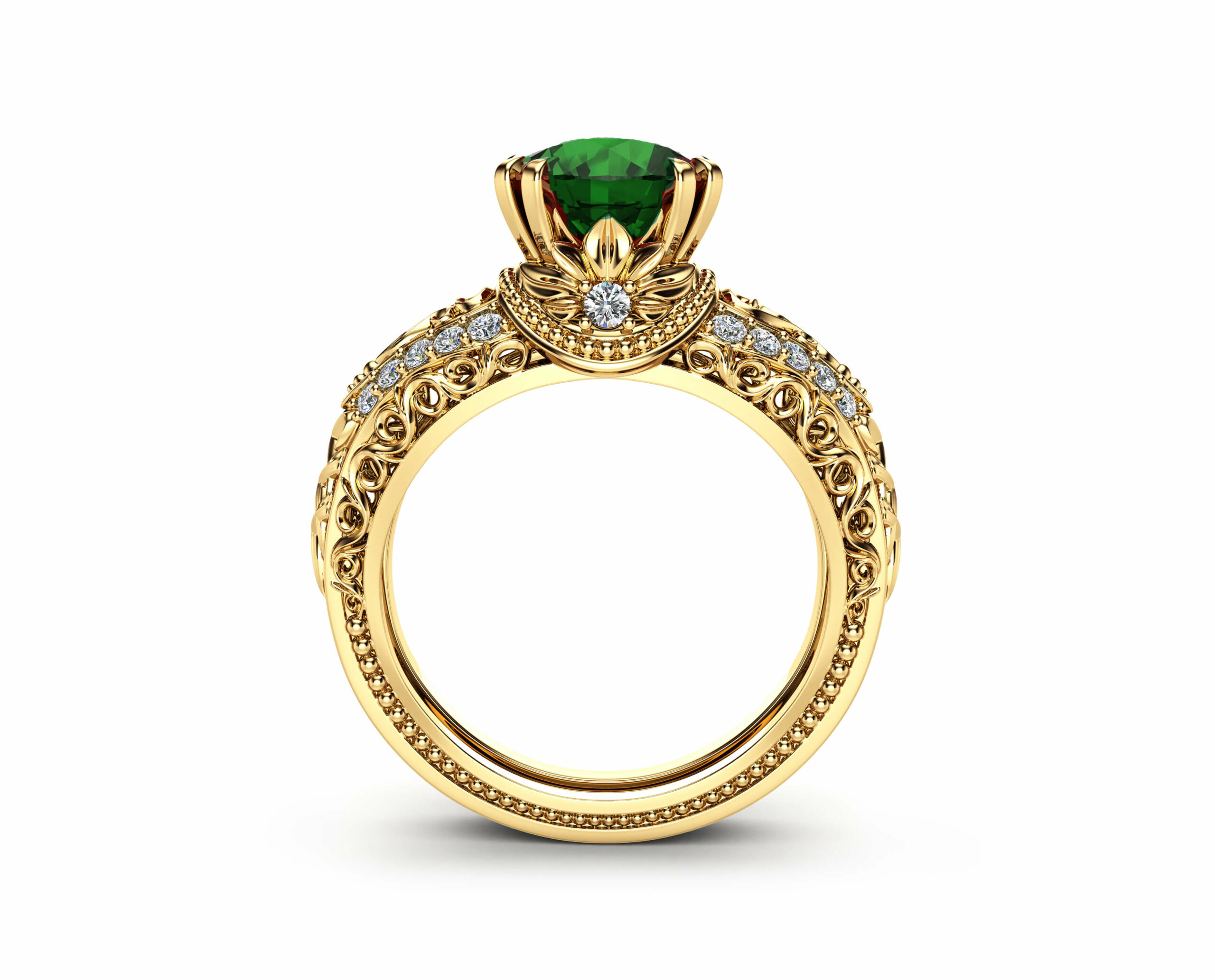 AN-0078F_Emerald_Yellow_Gold_Ring_S (2)