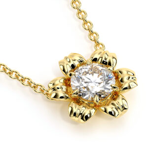 Petal Bloom Diamond Necklace with Lab-Grown Center Stone