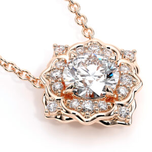 Lotus Bloom Diamond Necklace with Lab Diamond Halo Design