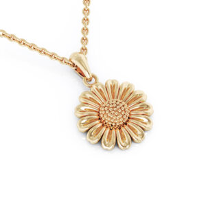 Golden Daisy Flower Pendant Necklace