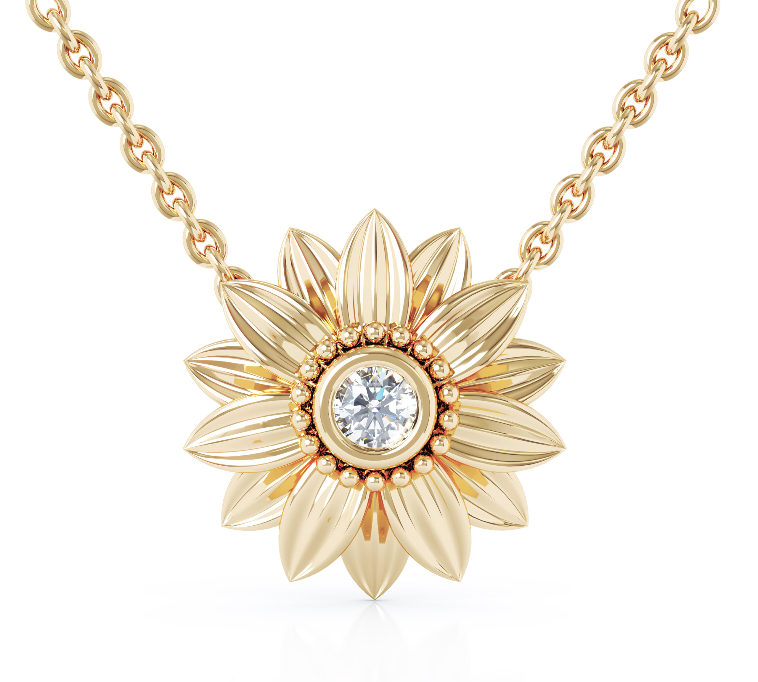 CD-0175A Yellow Gold Sunflower Pendant (2)