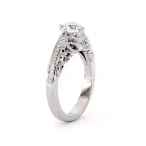 Floral Filigree Diamond Ring with Lab Diamond and Vintage-Inspired Design