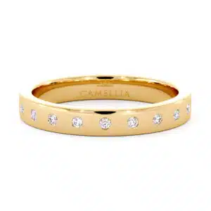 Woman Wedding Band Natural Diamonds Unique Ring Yellow Gold 3.1