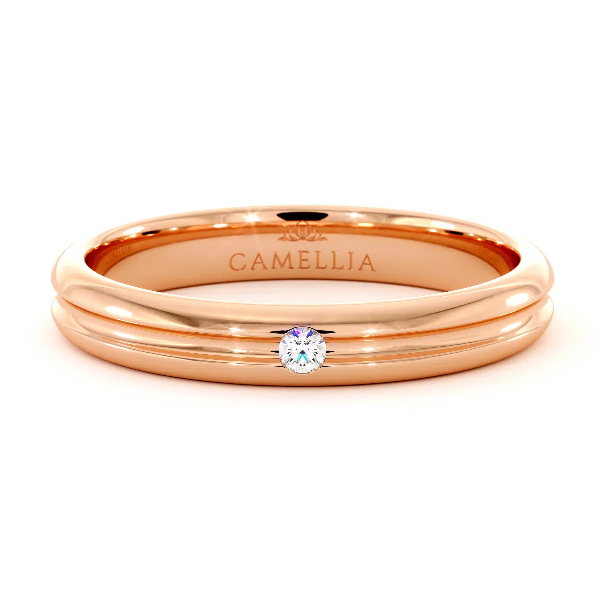 Elegant diamond women band 14k rose gold (2)
