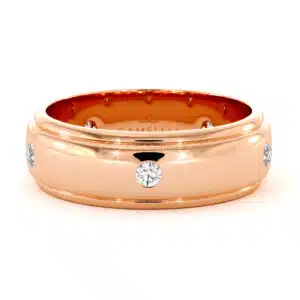Multi-Stone Flush Set Lab Diamond Band with Stepped Edges